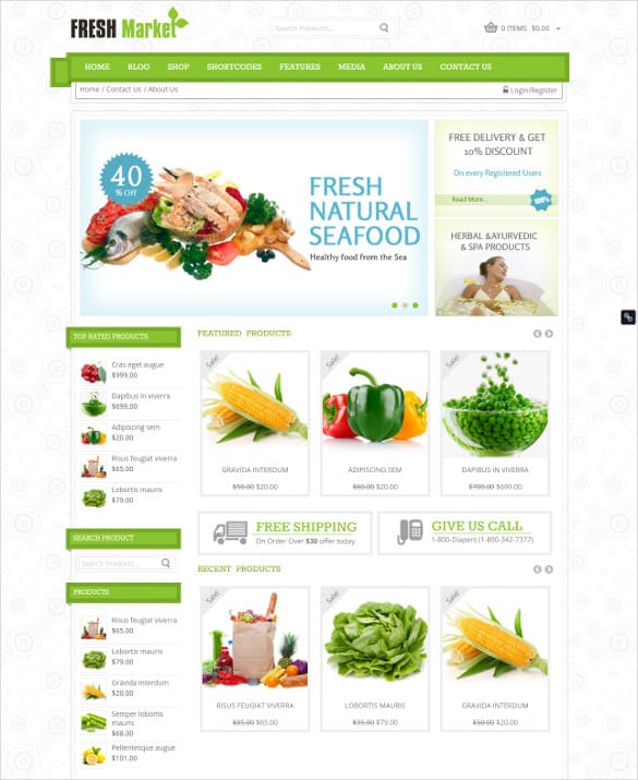 Online Grocery Shopping Website Templates 594