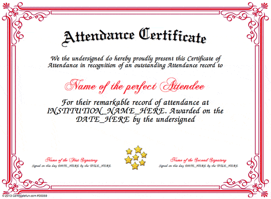 certificate of attendance template 54