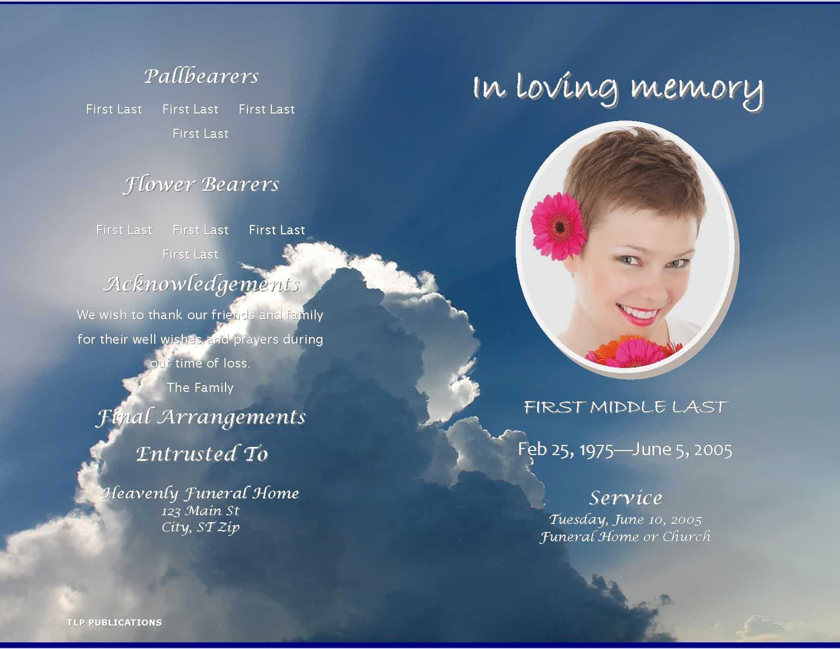 funeral program templates for free online