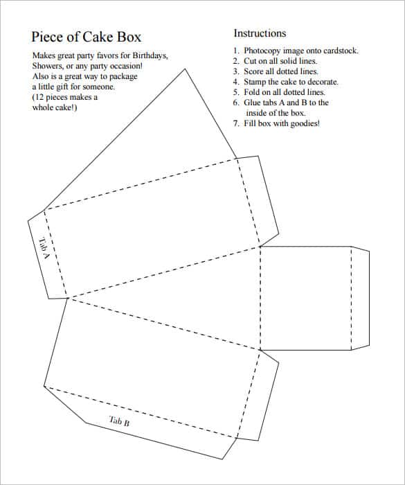 Free Printable Cake Box Template Printable Templates