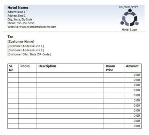 hotel bill format in word 241 - Templates Front