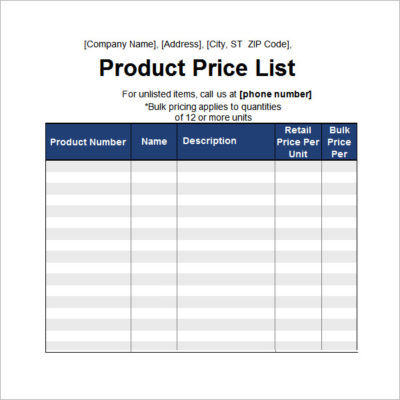 8+ Free Price List Design Templates - Word Excel PDF Formats