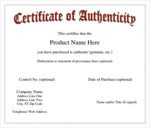 10+ Certificate Of Authenticity Templates - Word Excel PDF Formats