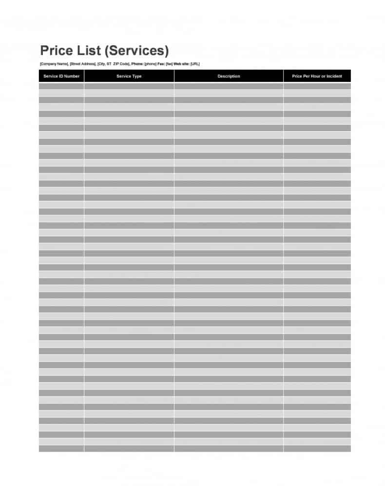 8 Free Price List Design Templates Word Excel PDF Formats